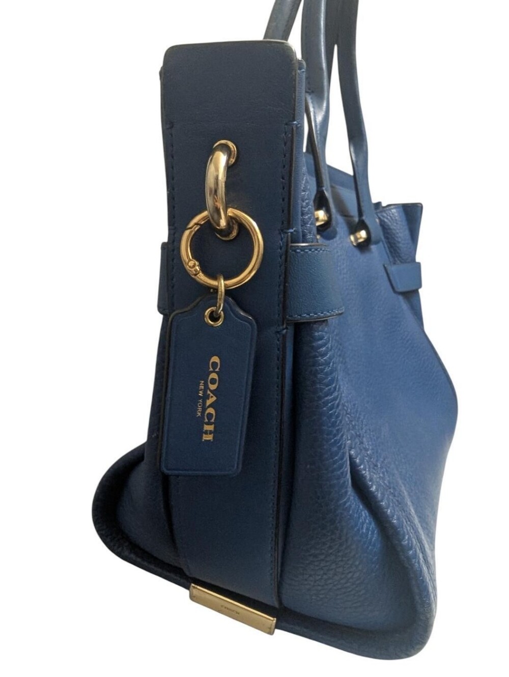 Coach Swagger 27 Carryall Pebbled Leather Blue Handbag Crossbody Strap - Picture 2 of 16